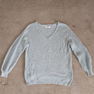 Old Navy Mint Blue/Green V-Neck Shaker-Stitch Sweater for Women